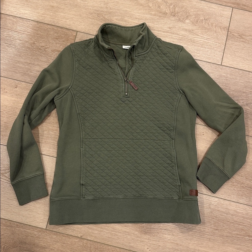 L.L. Bean Sage Green Quilted Pullover